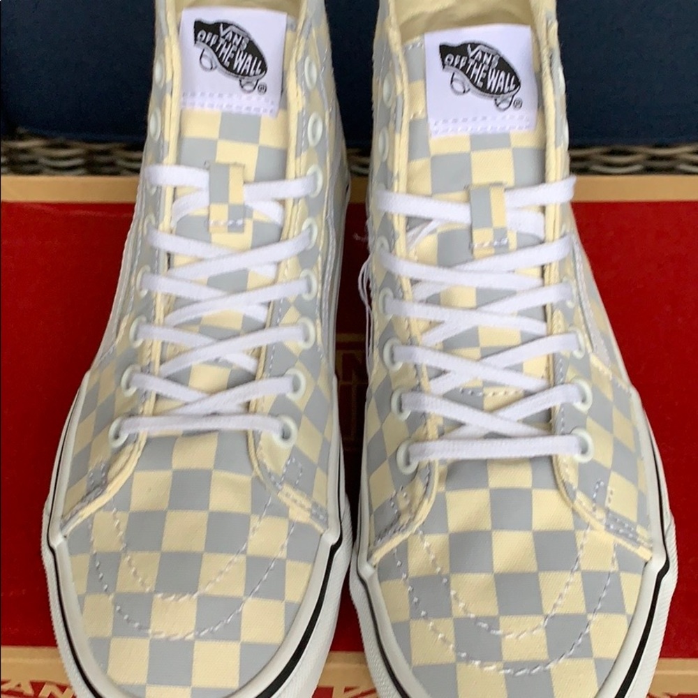 •• VANS Sk8-Hi TAPERED CHECKERBOARD Zenbl/TRWht men’s - Picture 11 of 16